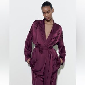 NWT Zara Beaded KIMONO Embroidered Set